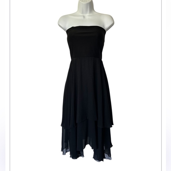 NWT Shan Canada silk Black Strapless Dress handkerchief hem excellent Size 8 - Picture 7 of 7